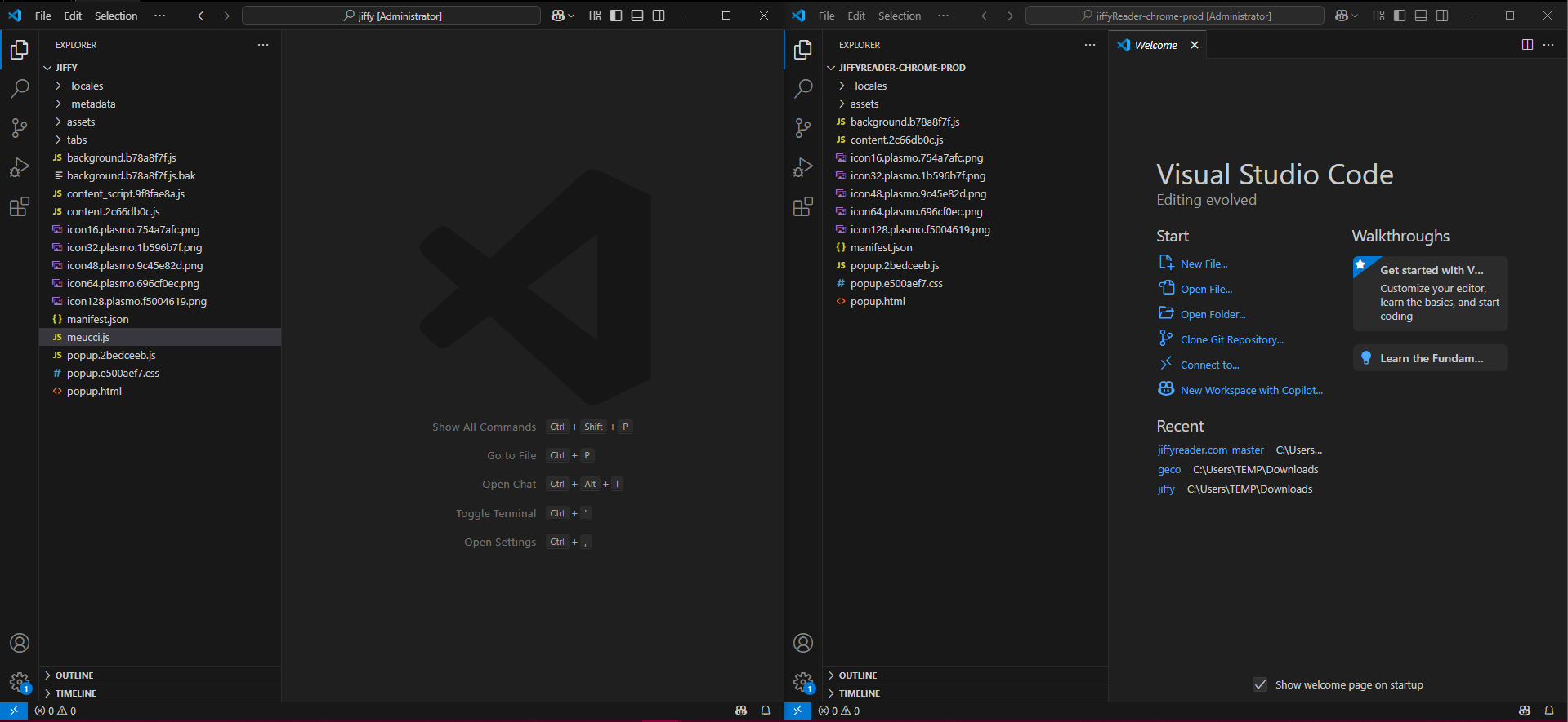 side by side showing the extra content