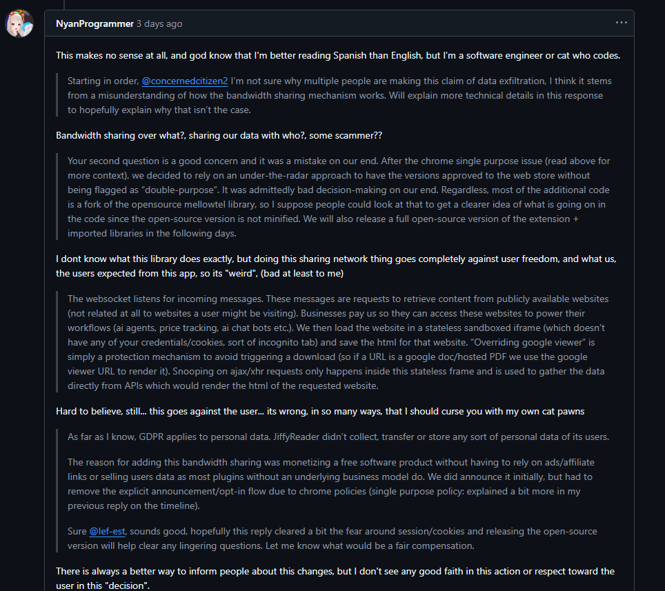 User asking more questions